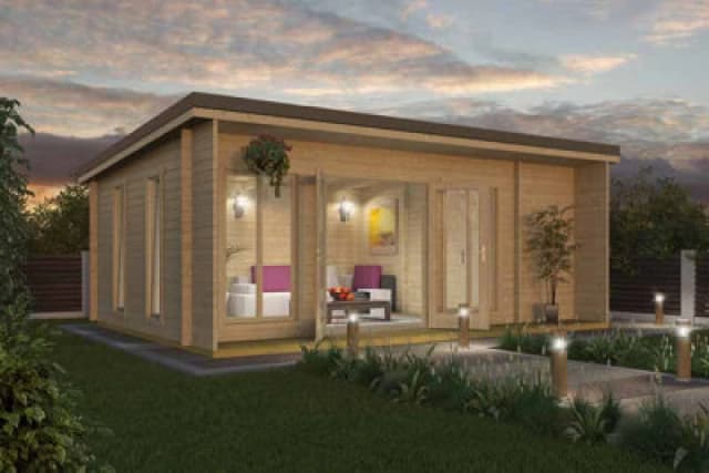 Lasita Maja Japan-Log Cabin, Wooden Garden Room, Timber Summerhouse, Home Office - L648 X W470 X H250.8 Cm