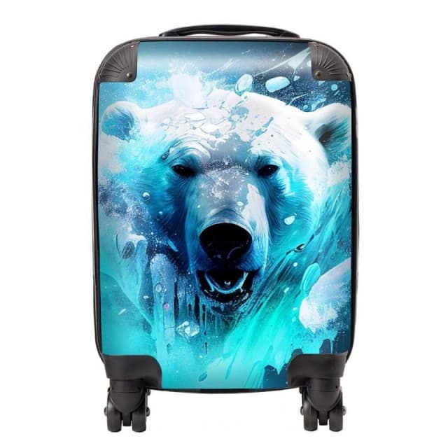 Warren Reed - Designer Polar Bear Face Splashart Suitcase in Brown Size: Large Brown Unisex Large
