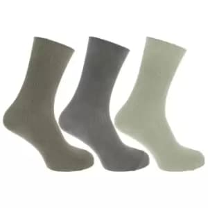 Mens Casual Non Elastic Bamboo Viscose Socks (Pack Of 3) (UK Shoe 6-11, EUR 39-45) (Green/Grey)