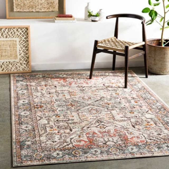 Livabliss Vintage Oriental Boho Brick Dia Area Rug 160 X 213cm - Easy Care, Non Shedding, Ideal For Living Room & Bedroom