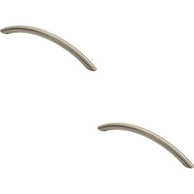 Loops 2x Curved Bow Cabinet Pull Handle 153 x 10mm 128mm Fixing Centres Satin Nickel Metallics unisex
