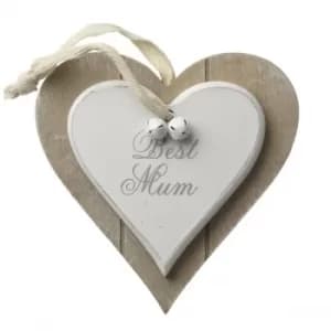 Hanging Wooden Heart Best Mum by Heaven Sends