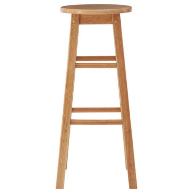 Premier Housewares Interiors by Premier Sustainable Hevea Wood Tall Bar Stool, Wooden Bar Stool, Solid Wood Bar Stool, Wooden Breakfast Bar Stool Natu