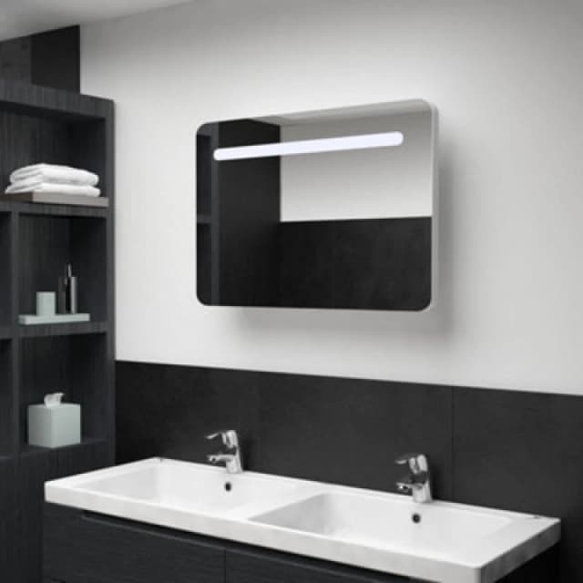 vidaXL LED Bathroom Mirror 80x9.5x55cm Wall Light Vanity Mirror Wall Cabinet