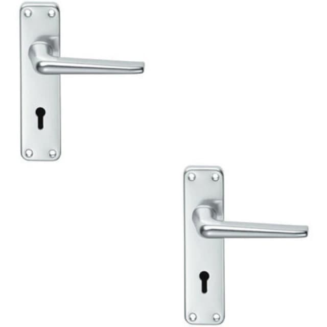 Loops 2x PAIR Straight Tapered Handle on Lock Backplate 152 x 41mm Satin Aluminium Multi