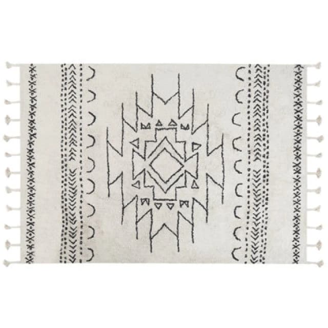 Beliani Rug Khouribga Off-White 140 X 200 Cm Cotton