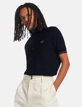 Fred Perry Funnel Neck Polo Shirt - Navy Blue