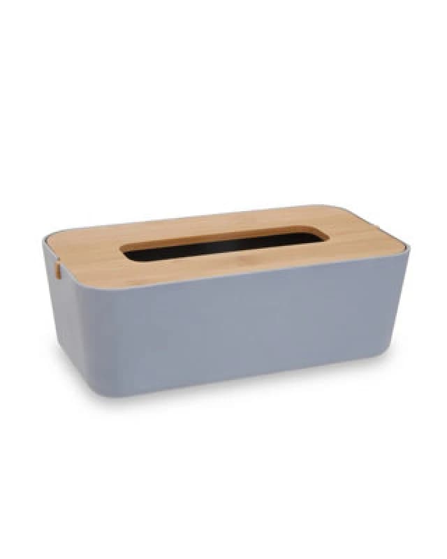 Orsina Grey Bamboo Fibre Tissue Box, Rectangular Tissue Holder With Lift-Off Lid & Cutout Opening, Tissue Paper Box