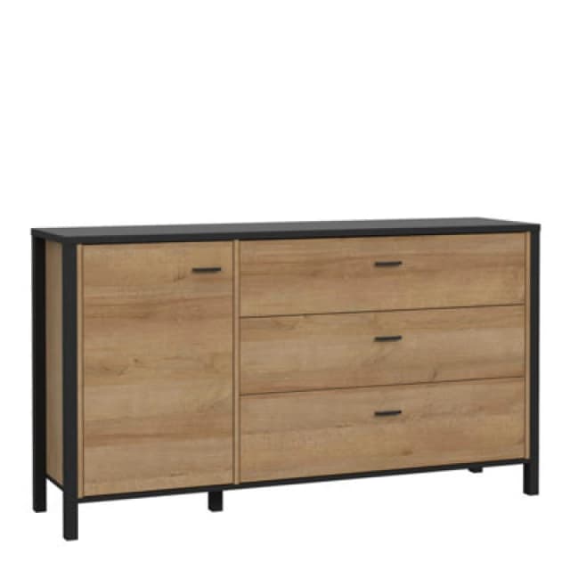 Furniture To Go High Rock Sideboard In Matt Black/riviera Oak