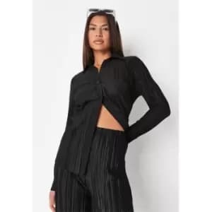 Missguided Coord Plisse Oversized Shirt - Black