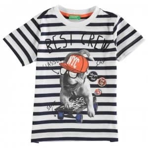 Benetton Stripe Dog T-Shirt - White