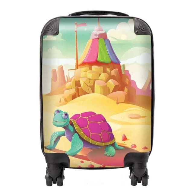 Warren Reed - Designer Turtle On A Beach Holiday Suitcase in Yellow Size: Large Yellow Unisex Large