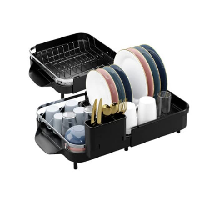 DMD Collective Dmd Expandable Dish Rack, With Removable Cutlery Holder, Anti-Scratch Dish Drainer