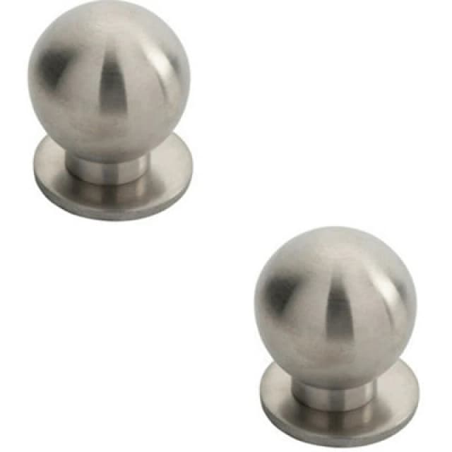 Loops 2x Small Solid Ball Cupboard Door Knob 30mm Dia Stainless Steel Cabinet Handle Metallics unisex