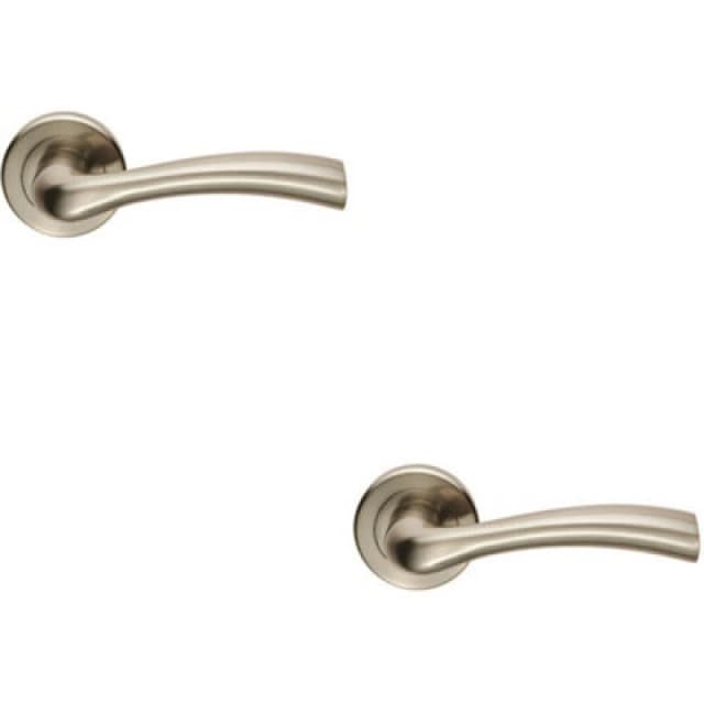 Loops 2x PAIR Curved Flowing Flared Handle Concealed Fix Round Rose Satin Nickel Metallics