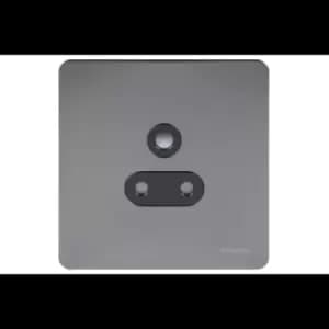 Schneider Electric Ultimate Screwless Flat Plate - Single Unswitched Power Socket, Round Pin, 5A, GU3480BBN, Black Nickel with Black Insert