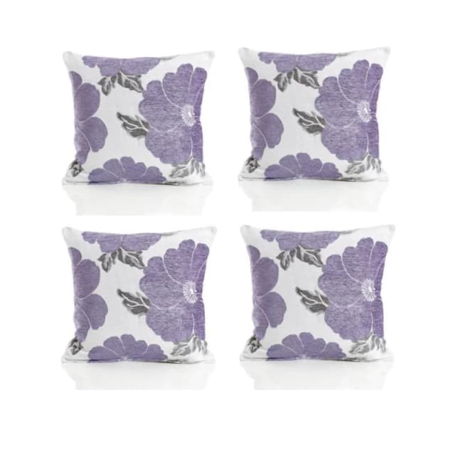 Alan Symonds Poppy Chenille Cushion Set of 4 Purple unisex 45x45cm