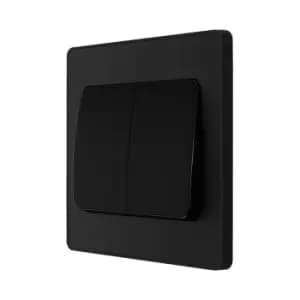 BG Evolve Matt Black Double Light Switch 20A 16Ax 2 Way Wide Rocker - PCDMB42WB