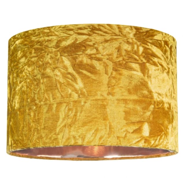 Happy Homewares Modern Crushed Velvet Lamp Shade with Shiny Paper Inner in Mustard Size: 14" Mustard Unisex 14"