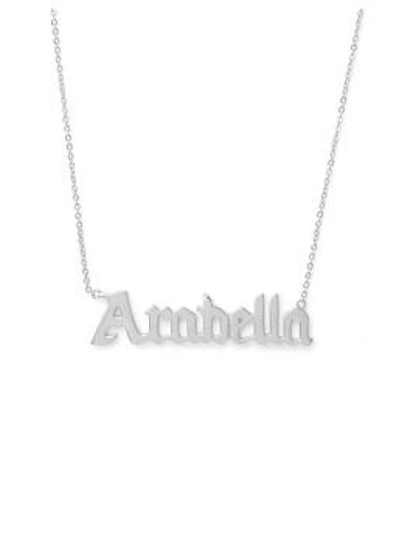 Say It With Gothic Custom Name Necklace - Silver Silver unisex