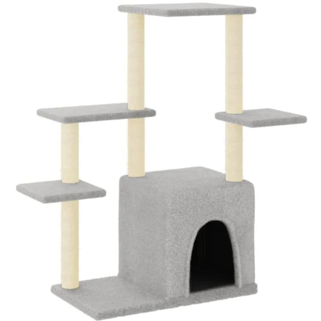 vidaXL Cat Tree w/ Sisal Scratching Posts Light Grey 97.5cm, Grey 172050