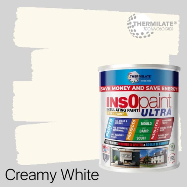 THERMILATE TECHNOLOGIES InsOpaint ULTRA - 9 IN 1 Interior & Exterior Paint - 1L in Creamy White Creamy White Unisex 1L