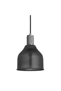 Knurled Cone Pendant Light, 7 Inch, Pewter, Pewter Holder