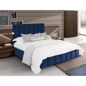 Nora Upholstered Beds - Plush Velvet, Small Double Size Frame, Blue - Blue