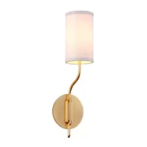 Juniper 1 Light Wall Sconce Textured Gold Leaf, Fabric Shade