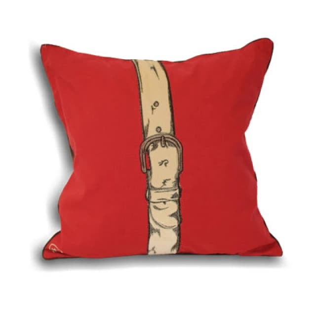 Paoletti Paoletti Polo Strap Printed Piped Cushion in Red Size: 45cm x 45cm Red 45cm x 45cm Unisex 5025532215178