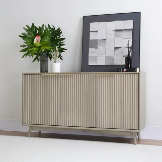 Home Garden Direct Monza 3 Door Sideboard with Fluted Detailing Pale Ash in Grey Grey Unisex