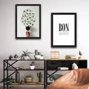 Bon Appetit Set Multicolor Decorative Framed Painting (2 Pieces)
