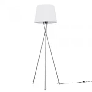 Camden Grey Tripod Floor Lamp with XL White Aspen Shade