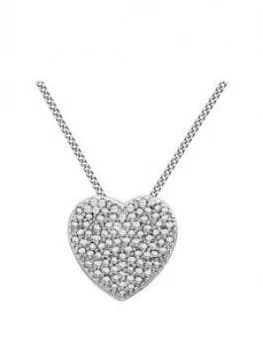 Love Diamond 9Ct White Gold 10 Point Diamond Heart Pendant Necklace