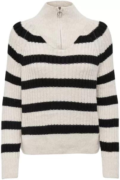 Only ONLLeise Freya LS Zip High Neck Knit jumper white black