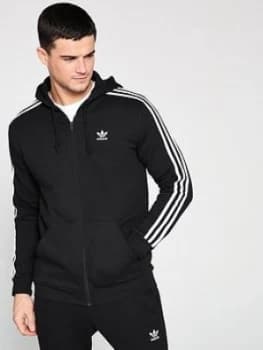 adidas Originals 3 Stripe Full Zip Hoodie - Black Size M Men