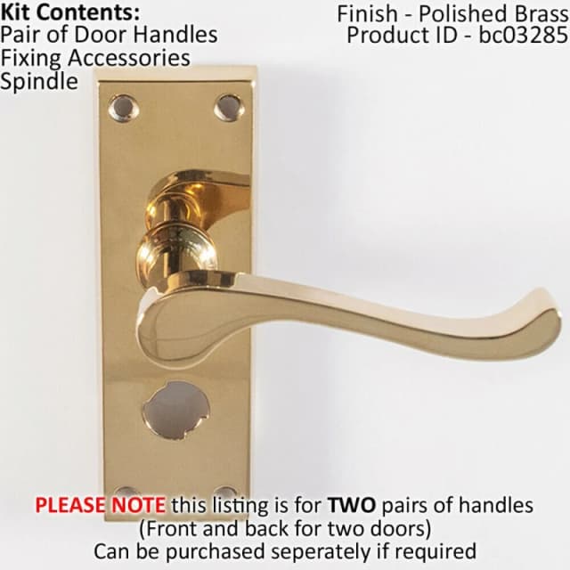Loops 2x PAIR Victorian Scroll Handle on Bathroom Backplate 120 x 41mm Polished Brass Metallics