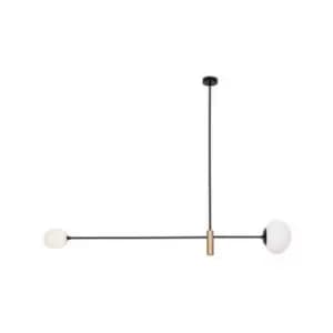 Larissa Lighting - Larissa Arkadon Ceiling Pendant Light 2x G9 Max 9W Black Matt - Brushed Brass