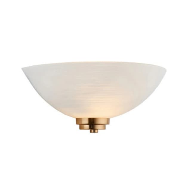 Luminosa Lighting Luminosa Welles Flush Wall Uplighter Brushed Aged Brass Plate, White Glass, 1X E27