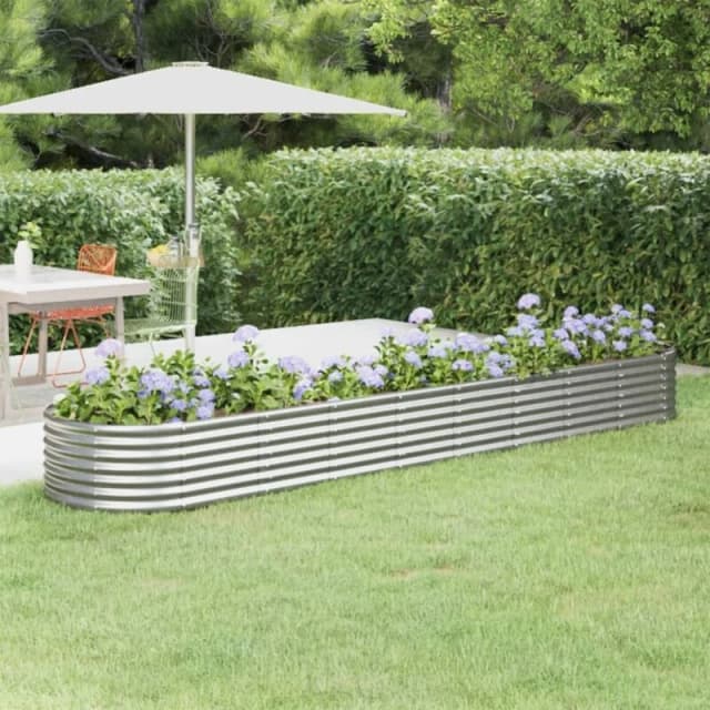 vidaXL Garden Raised Bed Powder-coated Steel 368x80x36cm Silver 318932