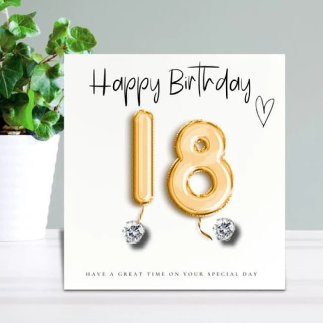 Aye Do Gifts 18th Birthday Cubic Zirconia Stud Earrings & Gold Balloons Gift Card