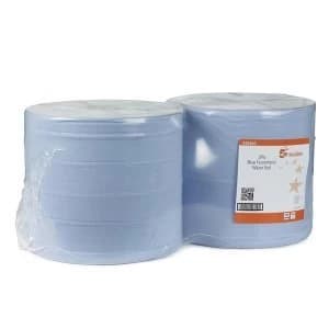 5 Star Facilities Giant Wiper Roll 2 ply Perforated Sheet 370 x 370mm 40gsm 1000 Sheets Blue Pack of 2