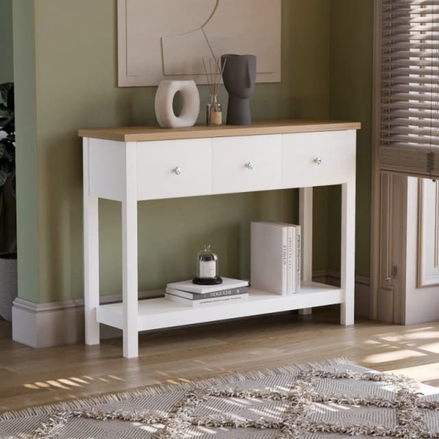 Lassic Vida Designs Arlington 3 Drawer Console Table White unisex 3 Drawer