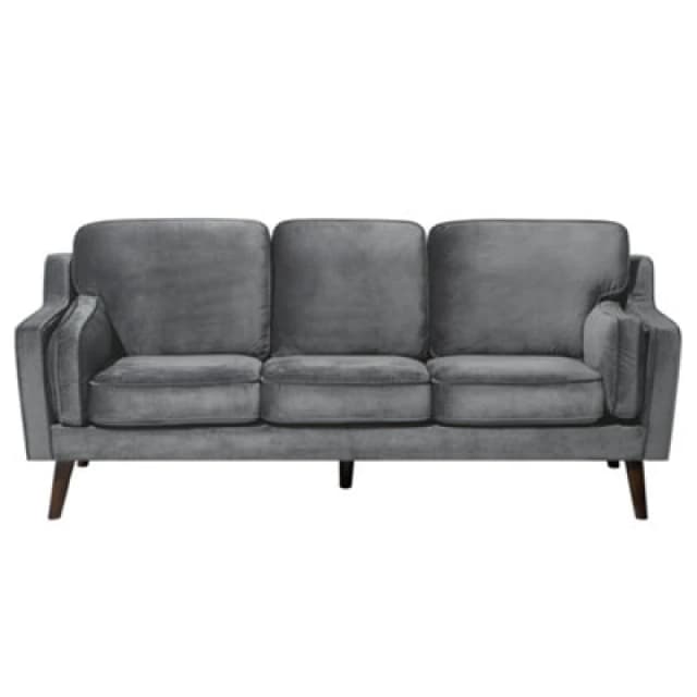 Beliani Sofa 3 Seater Lokka Velvet Dark Grey