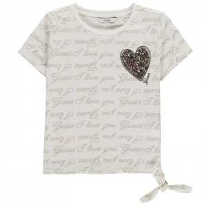 Guess AOP Sequin T Shirt - White