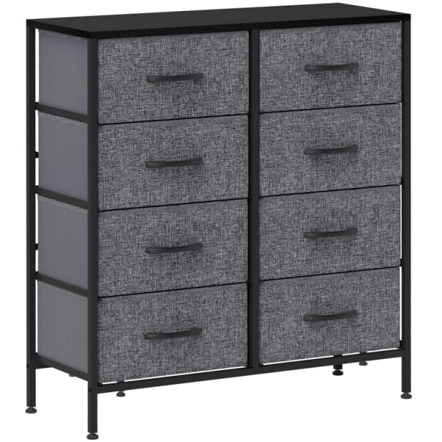 HOMCOM HOMCOM 8 Drawer Fabric Chest of Drawers w/ Wooden Top for Hallway - Black