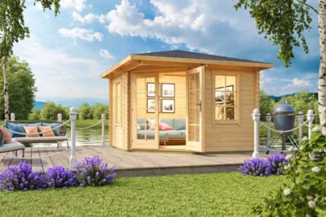 Lasita Maja Aruba 1-Log Cabin, Wooden Garden Room, Timber Summerhouse, Home Office - L357.4 X W357.4 X H265.6 Cm