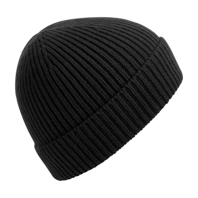 Beechfield Beechfield Men Engineered Knit Ribbed Beanie in Black One Size Male 5059444183775