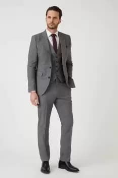 Slim Fit Grey Texture Grid Check Suit Trouser