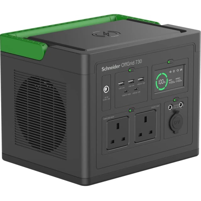 APC APC SE OffGrid Portable Power Station 730 - Li-Ion battery, LCD, 2x UK outlets, 3x USB-A, 2x USB-C, 3x 12V, Wireless charger PPS730-UK